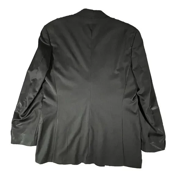 Hugo Boss Scorsese 42L Three Button Wool Suit 38 Pants Black‎ on Black Striped